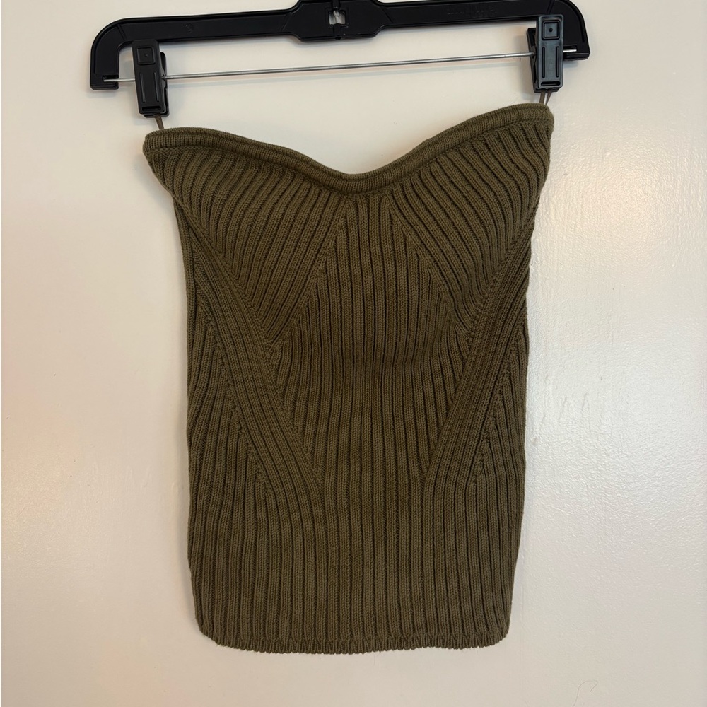 Express Olive Knit Tube Top